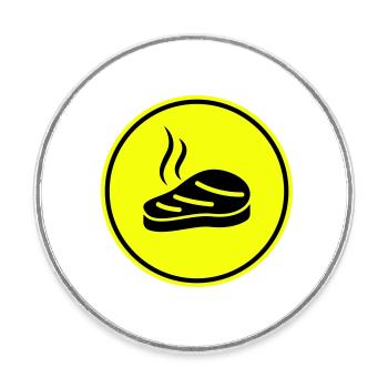 Steak icon Silhouette - Runder Kühlschrankmagnet - Weiß - Vorne