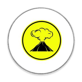 Icône de volcan - Magnet rond - blanc - Devant