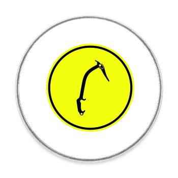 Climbing equipment ice axe - Round  fridge magnet - white - Front