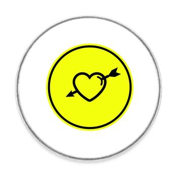 Heart symbol arrow - Round  fridge magnet - white - Front