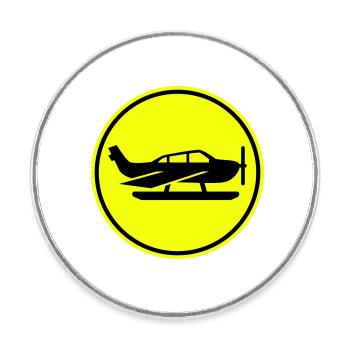 Symbole de l’avion - Magnet rond - blanc - Devant