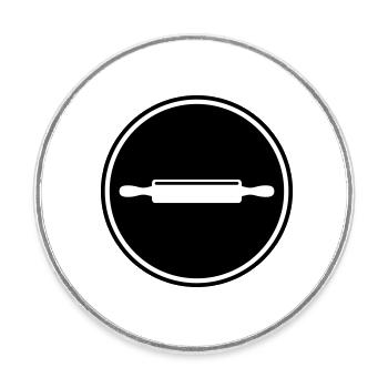 Rouleau à pâtisserie de cuisine - Magnet rond - blanc - Devant