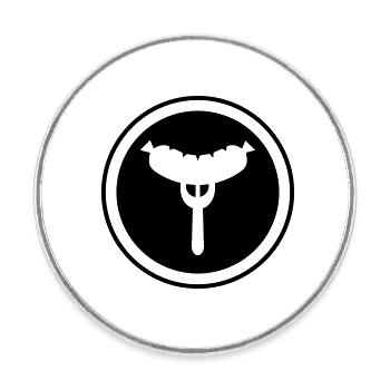 Fourchette à saucisse - Magnet rond - blanc - Devant