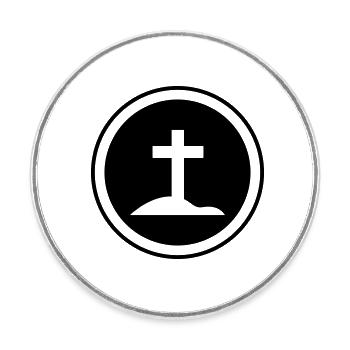 Cross symbol - Round  fridge magnet - white - Front