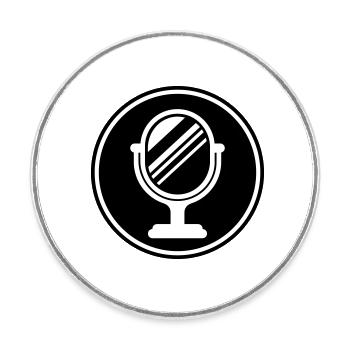 Spiegel Icon Silhouette - Runder Kühlschrankmagnet - Weiß - Vorne