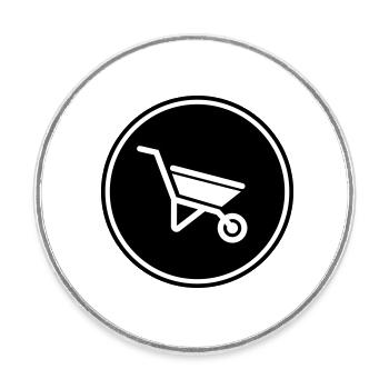 Schubkarre Symbol - Runder Kühlschrankmagnet - Weiß - Vorne