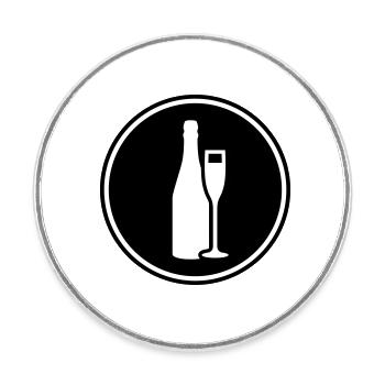 Symbole du vin rouge - Magnet rond - blanc - Devant