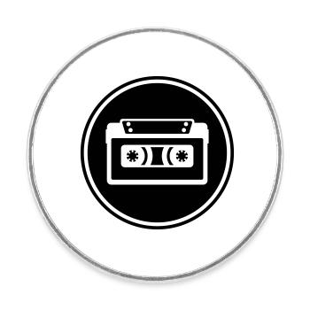 Cassette Tape Symbol - Round  fridge magnet - white - Front