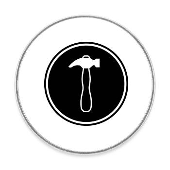 Artisans marteaux - Magnet rond - blanc - Devant