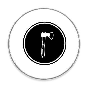 Symbole de hache - Magnet rond - blanc - Devant