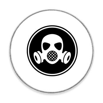 Icône de masque à gaz - Magnet rond - blanc - Devant