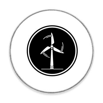 Energy wind turbine - Round  fridge magnet - white - Front