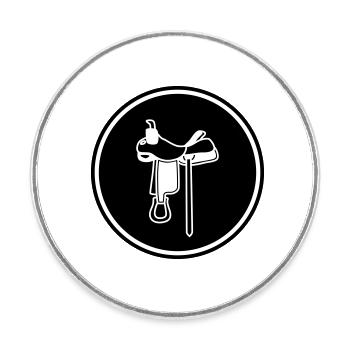 icône de la selle - Magnet rond - blanc - Devant