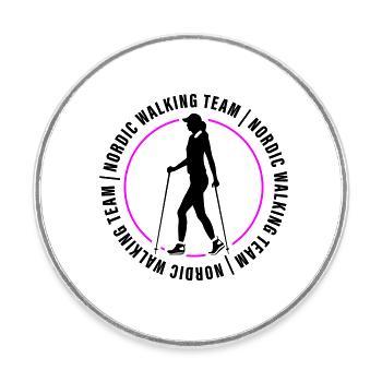 Nordic Walking Team Club Woman - Round  fridge magnet - white - Front