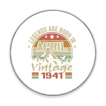 Born April 1941 Vintage - April 1941 Gift - Round  fridge magnet - white - Front