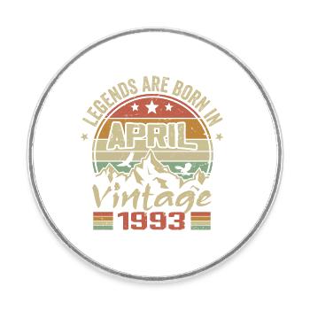 Born in April 1993 Vintage - April 1993 Gift - Round  fridge magnet - white - Front