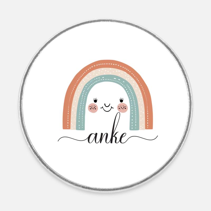 Anke ! Arc-en-ciel, personnalisable - Magnet rond - blanc