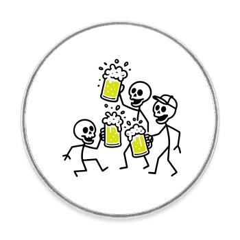 Squelette de l’équipe de la bière - Magnet rond - blanc - Devant
