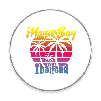 Vintage Maya Bay Thailand - Runder Kühlschrankmagnet - Weiß - Vorne