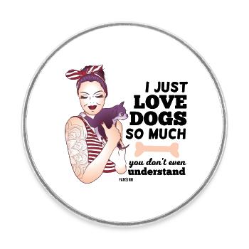 Dog mom tattoos puppy bones - Round  fridge magnet - white - Front