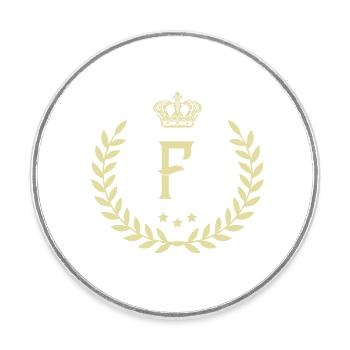 F Buchstabe Kranz - Runder Kühlschrankmagnet - Weiß - Vorne
