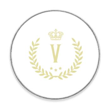 Couronne de lettres V - Magnet rond - blanc - Devant