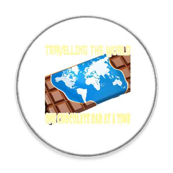Travelling with a chocolate bar - Round  fridge magnet - white - Front