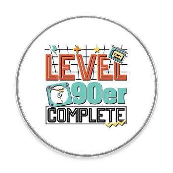 Level -90er Complete - Runder Kühlschrankmagnet - Weiß - Vorne