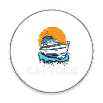 Captoon Captain Papa Pontoon King Father's Day - Runder Kühlschrankmagnet - Weiß - Vorne