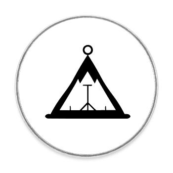tente de camping - Magnet rond - blanc - Devant
