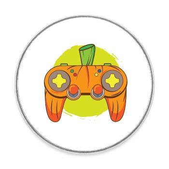 Gamer Life Halloween Pumpkin Head Video Game - Runder Kühlschrankmagnet - Weiß - Vorne