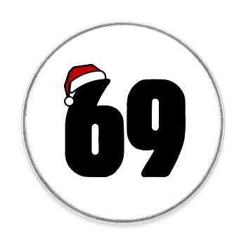 69 Numéro Noël - Magnet rond - blanc - Devant