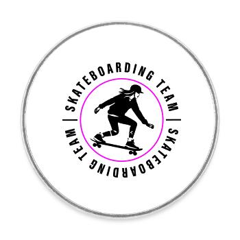 Skateboarding Team Verein Frau Skateboard - Runder Kühlschrankmagnet - Weiß - Vorne