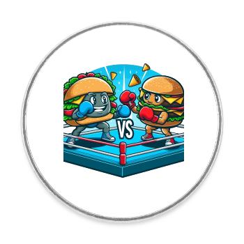 Boxen Hamburger - Runder Kühlschrankmagnet - Weiß - Vorne