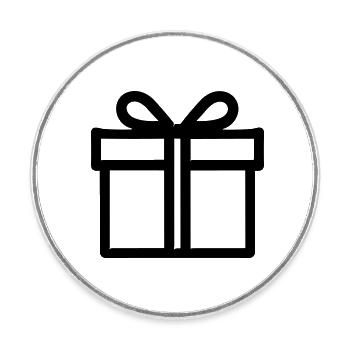 Kleine Geschenkbox - Runder Kühlschrankmagnet - Weiß - Vorne