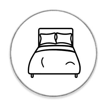 Bett - Runder Kühlschrankmagnet - Weiß - Vorne