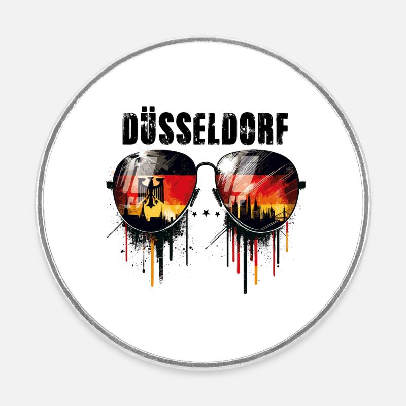 Dusseldorf Sunglasses with German Flag - Round  fridge magnet - white