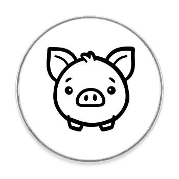pig - Round  fridge magnet - white - Front