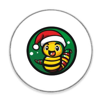 Ver de Noël Animal - Magnet rond - blanc - Devant