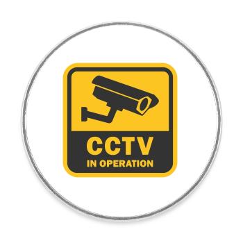 SECURITY CAMERAS IN USE - CCTV in operation - Round  fridge magnet - white - Front