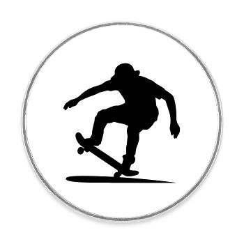 Skater-Silhouette - Runder Kühlschrankmagnet - Weiß - Vorne