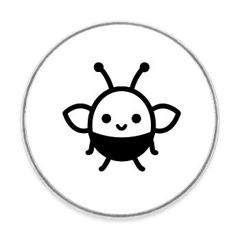 Abeille - Magnet rond - blanc - Devant
