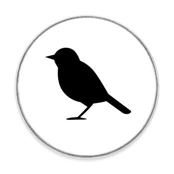 Oiseau - Magnet rond - blanc - Devant