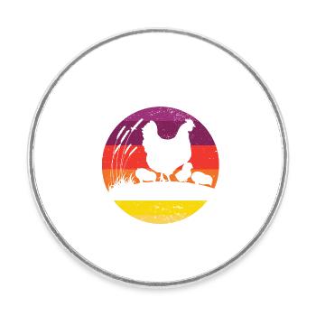 Soutenez l’élevage Ranch Homestead Élever des poulets - Magnet rond - blanc - Devant