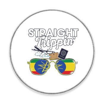 Straight Trippin' Ethiopia Vacation Tour Travel - Round  fridge magnet - white - Front