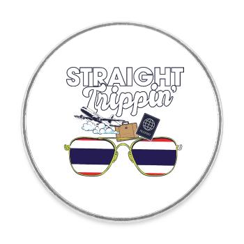 Straight Trippin' Thaïlande Voyage de vacances - Magnet rond - blanc - Devant