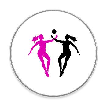 Silhouette de joueur de volley-ball - Magnet rond - blanc - Devant