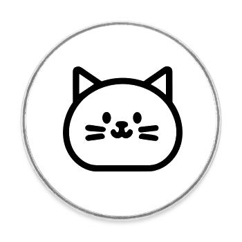 kitten - Round  fridge magnet - white - Front