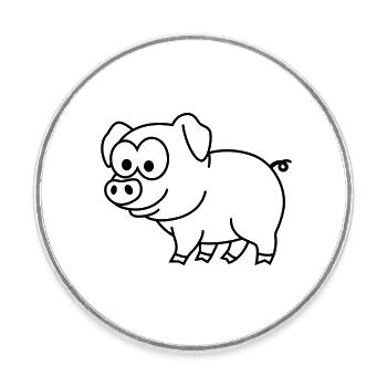 Pig Comic Animal - Round  fridge magnet - white - Front