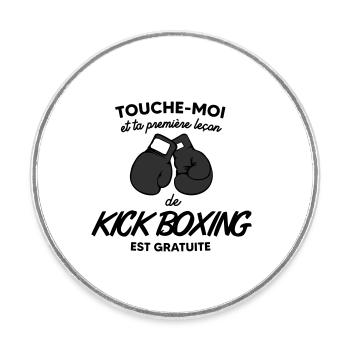 leçon de kick boxing - Change couleur des gants - Magnet rond - blanc - Devant